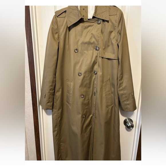 Vintage Fox Run Two Trench Coat Double Breasted Khaki Belted Jacket Small READ